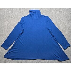 The Look Tunic Top Womens XL Royal Blue Long Sleeve Turtleneck Stretch Pullover